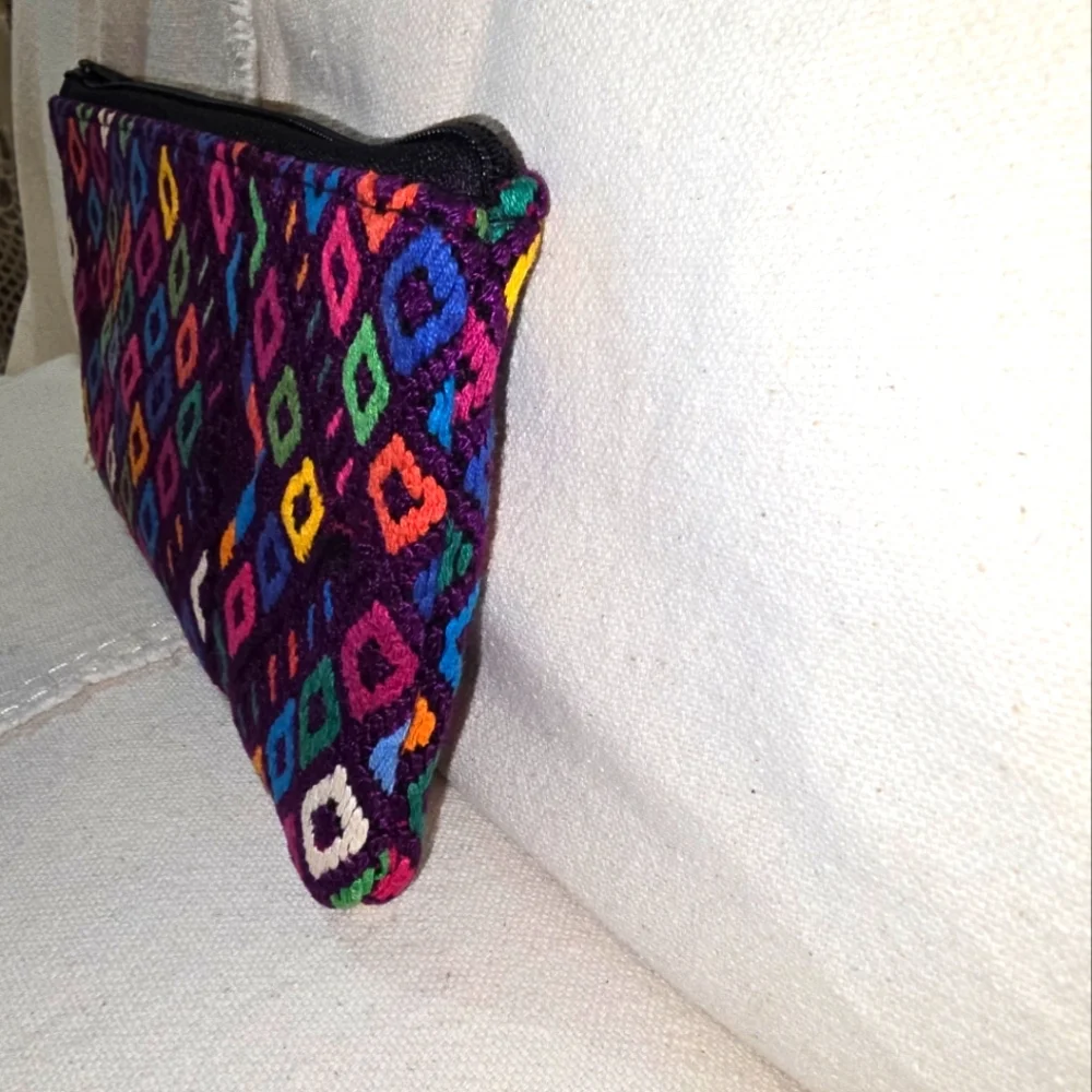 Embroidered Clutch, zipper bag, pencil pouch